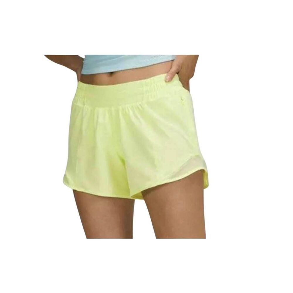 All In Motion Women's Hot Yellow Polyester Running Shorts w Briefs & Zip Close P